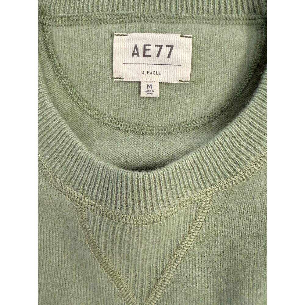 AE77 Women's Medium Green Elevated Basic 100% Cashmere Crewneck  Soft New Tag - Picture 3 of 8